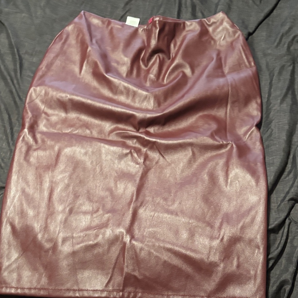 Elegant Burgundy Satin Skirt